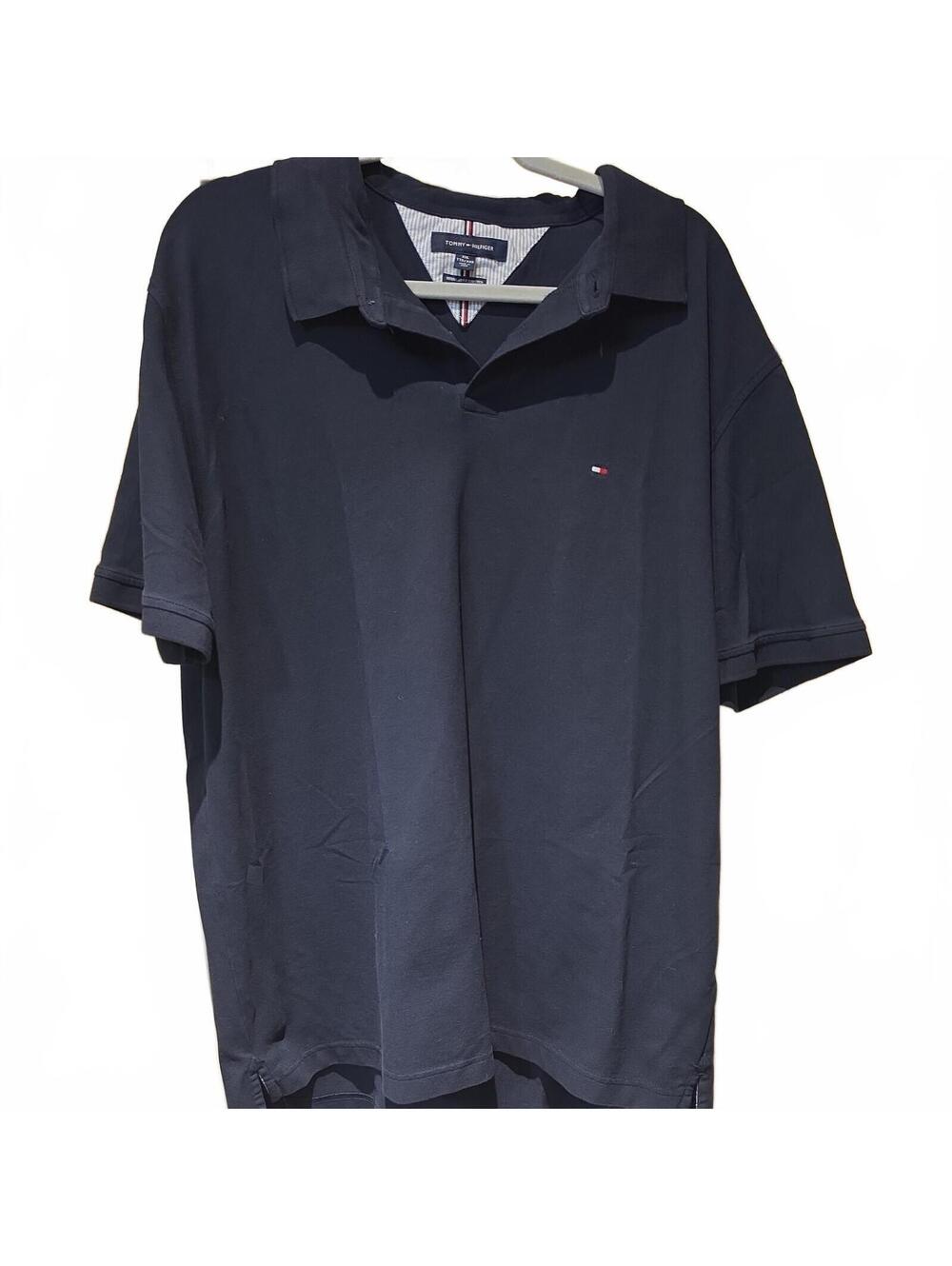Tommy Hilfiger Navy Blue Polo Casual Shirt Cotton Size 2XL